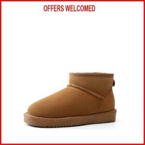 Genuine Suede Ankle Boots with Faux Fur Lining & Memory Foam